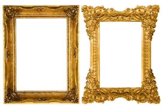 picture frame png , Set of golden frames - Isolated transparent PNG background - Premium pen tool cutout