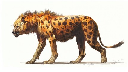 Spotted Hyena on Plain White Background
