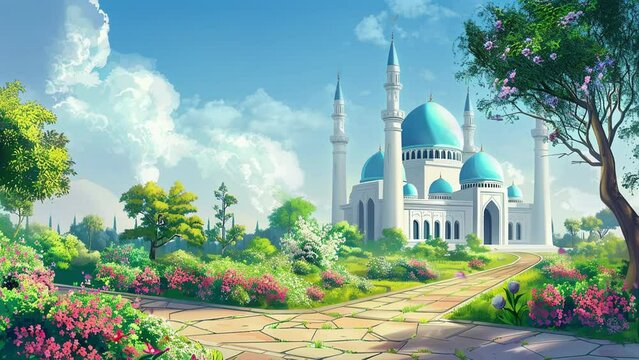 beautiful mosque background with outdoor view