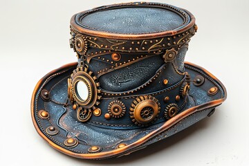 Steampunk Gear-Adorned Top Hat Clipart: Whimsical Industrial Chic