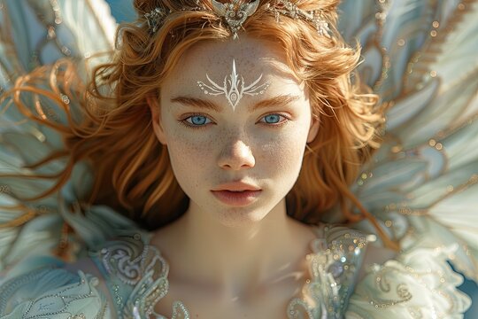 Noble N9: Symmetrical Portrait of a Wise Princess with Magical Balance