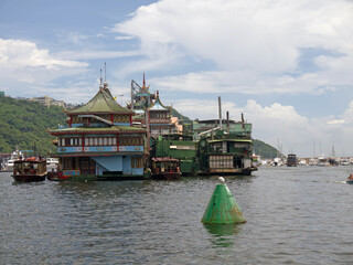 Famous Jumbo floating restaurant ship in  Hong Kong Aberdeen Harbor 