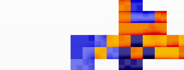 Colorfulness and art come alive with a vibrant mix of purple, violet, magenta, and electric blue in a pattern of rectangles on a white background