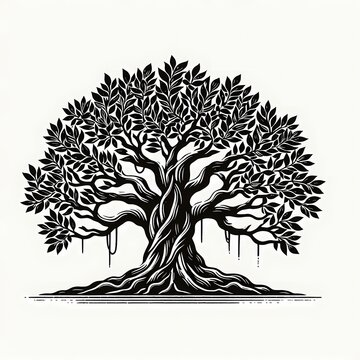 logo illustration of vintage banyan tree