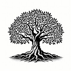 logo illustration of vintage banyan tree