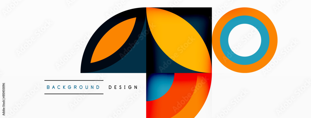 Aufkleber A vibrant logo featuring geometric shapes like circles and triangles in electric blue tints and shades on a white background. The font and art create a modern pattern within the rectangle graphics
