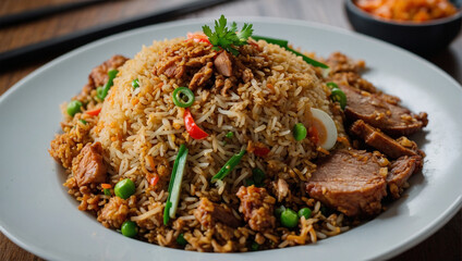 Fototapeta premium Indonesian style fried rice with beef