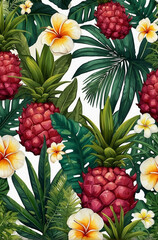 Fototapeta premium vertical background of tropical leaves. generative ai