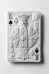 White king card in relief.Minimal creative fun concept.	Flat lay
