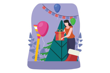 Christmas Day Flat Design Illustration
