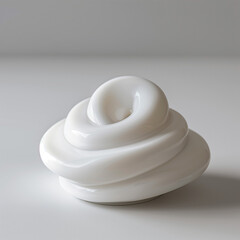 White poop on white background.Minimal creative nature and fun concept.Photograph with a completely white background, showcasing white elements.