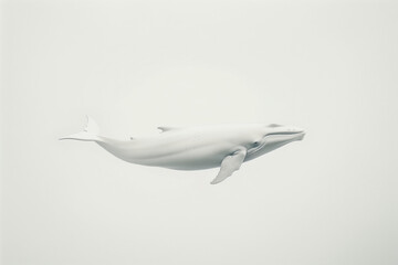 White whale on a white background.Minimal creative nature concept.Photograph with a completely white background, showcasing white elements
