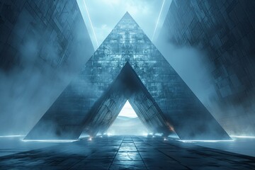 Temple Gate Mist: Ultra-Detailed Futuristic Interior in Desert Fog Digital Art