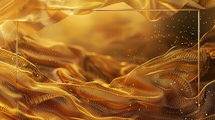 Set against a backdrop of luxurious gold colors, the design includes a blank gold frame, offering flexibility for text customization