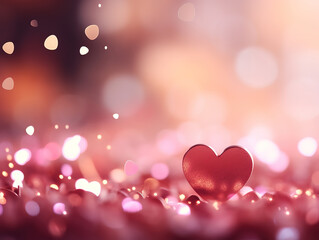 Valentines day background with hearts and bokeh lights design