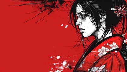 Naklejka premium Captivate your audience with a manga comicstyle banner, featuring bold lines and captivating characters
