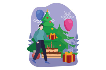 Christmas Decoration Flat Design Illustration