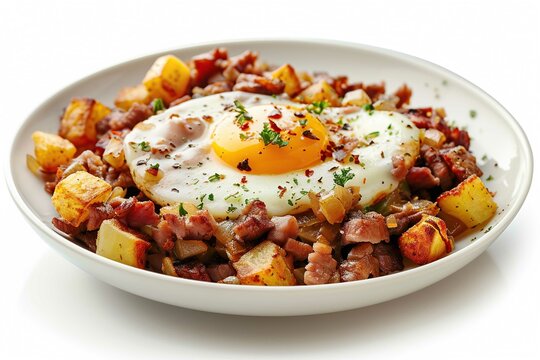 Corned Beef Hash, isolated on white