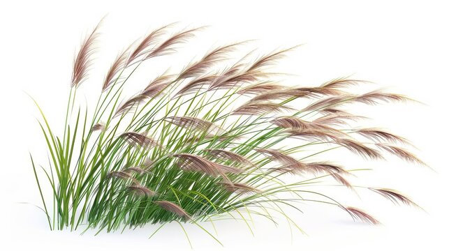 nassella tenuissima ornamental grass isolated on white 3d illustration from human eye level