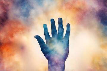 hands from back view, soft fists, channelling brilliant light, atmosphere infused with peaceful energy, abstract, cosmic background, photographic style with balanced exposure 