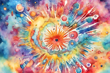 water color psychedelic cartoon burst