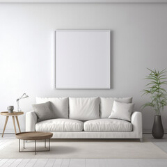 Canvas frame mockup at living room