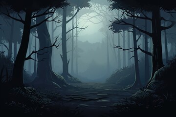 Obraz premium Vector Illustration Capturing Misty Woods