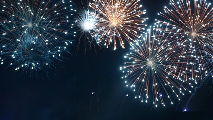 Blue Firework celebrate anniversary happy new year 2024, 4th of july holiday festival. blue...