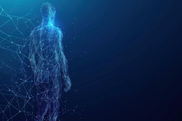 digital human body, anatomy blue background, man 3d