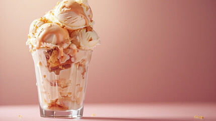 Ice cream sundae with clear copy space.