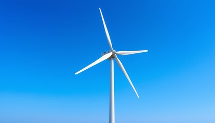 Fototapeta premium Harnessing the Wind: A Majestic Wind Turbine in a Serene Landscape