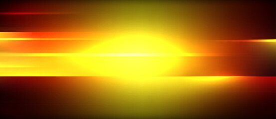 An image of a blurred yellow and red light on a black background, resembling a sunset afterglow in the sky with tints of amber and shades of dusk