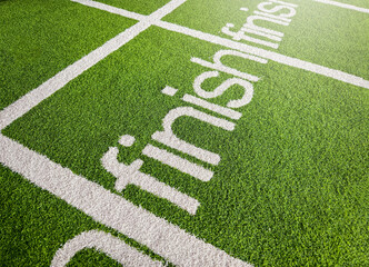 Gym Motivation: Finish Line on Artificial Grass Carpet