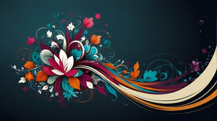 abstract background with flowers and butterflies