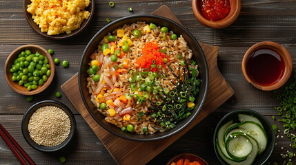 Photo realistic Yakimeshi or Japanese fried rice can add vegetables