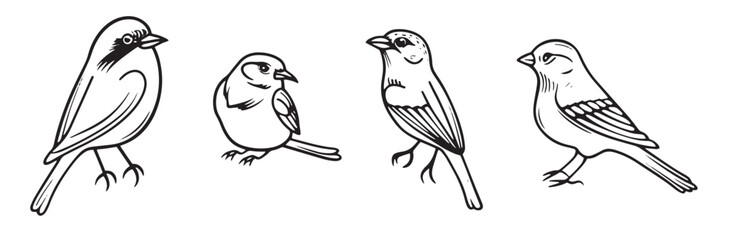 Minimalistic Birds Line Art Set