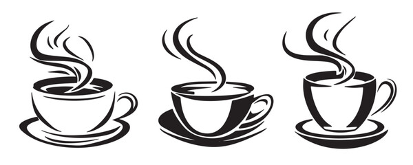 Steaming Hot Coffee Cup Trio