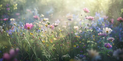 A gentle breeze whispered through the fields of wildflowers