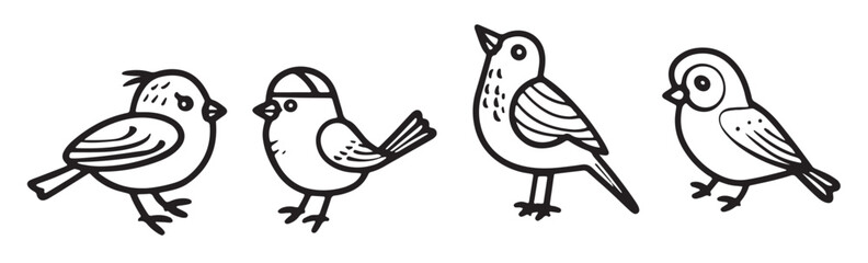 Simple Bird Silhouettes Vector Set