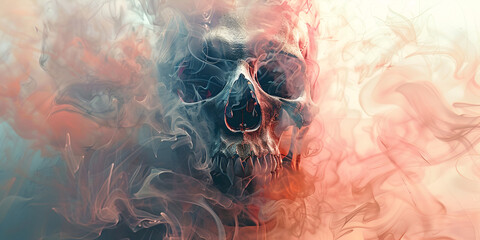 Burning skull smoking skull skull emerging from smoke 