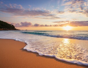 Marvellous Sunrise Beach. Tranquil Holiday Destination. Sea and Sky concept.