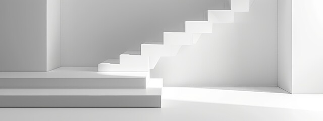 Obraz premium White empty room with white walls and light parquet floors, vector illustration.