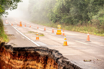 Road closure and signposts.