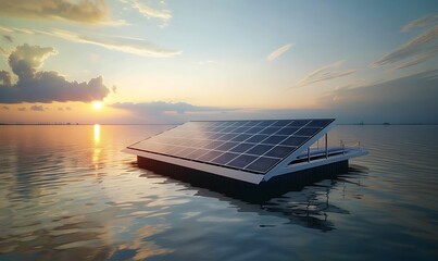 Captured the elegance of a floating solar array on calm waters