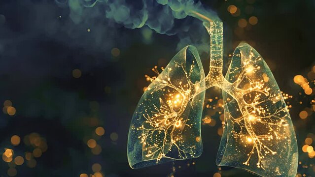 Human lungs with smoke, lung cancer, no tobacco day concept