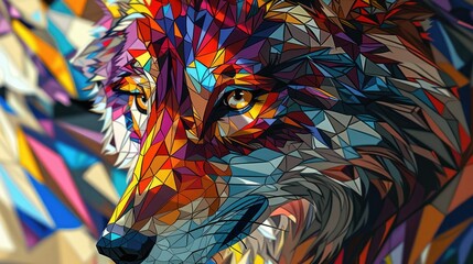 Contemporary Wolf Art in Polygon Shapes

