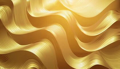 Beautiful Glistening Fabric Banner with Wrinkles and Folds. Gold, Smooth Surface Background