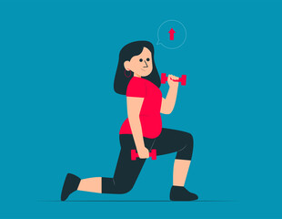 Lifestyle and workout concept. Dumbbell exercise vector concept
