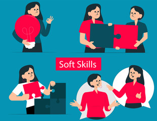 Soft skills set. Isolated flat vector illustration concept