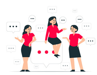 Group of people talking and spends time together. Women talking concept illustration
